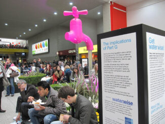 The Giant Pink Tap at Ecobuild 2011: driving home the importance of getting “waterwise” and reducing our water footprint
