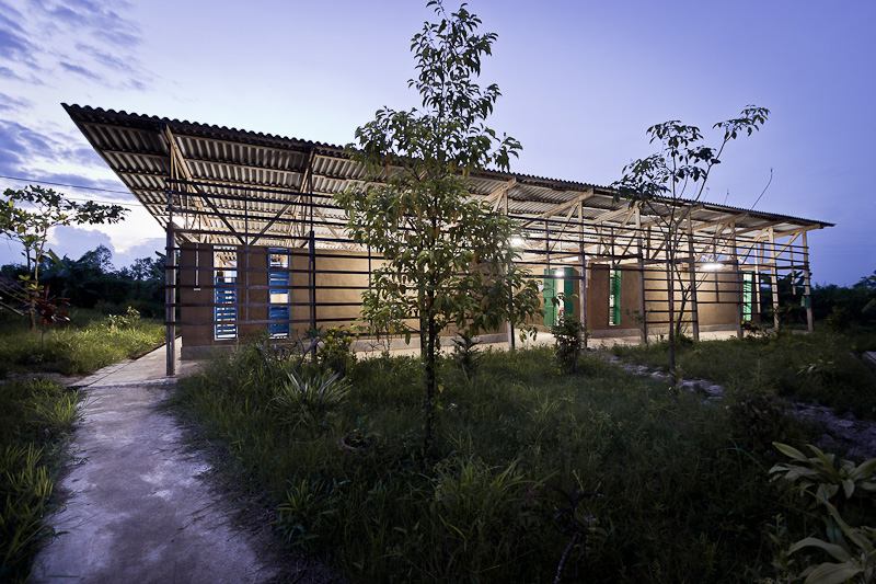 One of the two Training Classroom Buildings built from adobe at Mae Tao Clinic’s new Training Center Campus in Mae Sot, Thailand. (Photo courtesy of a.gor.a architects)