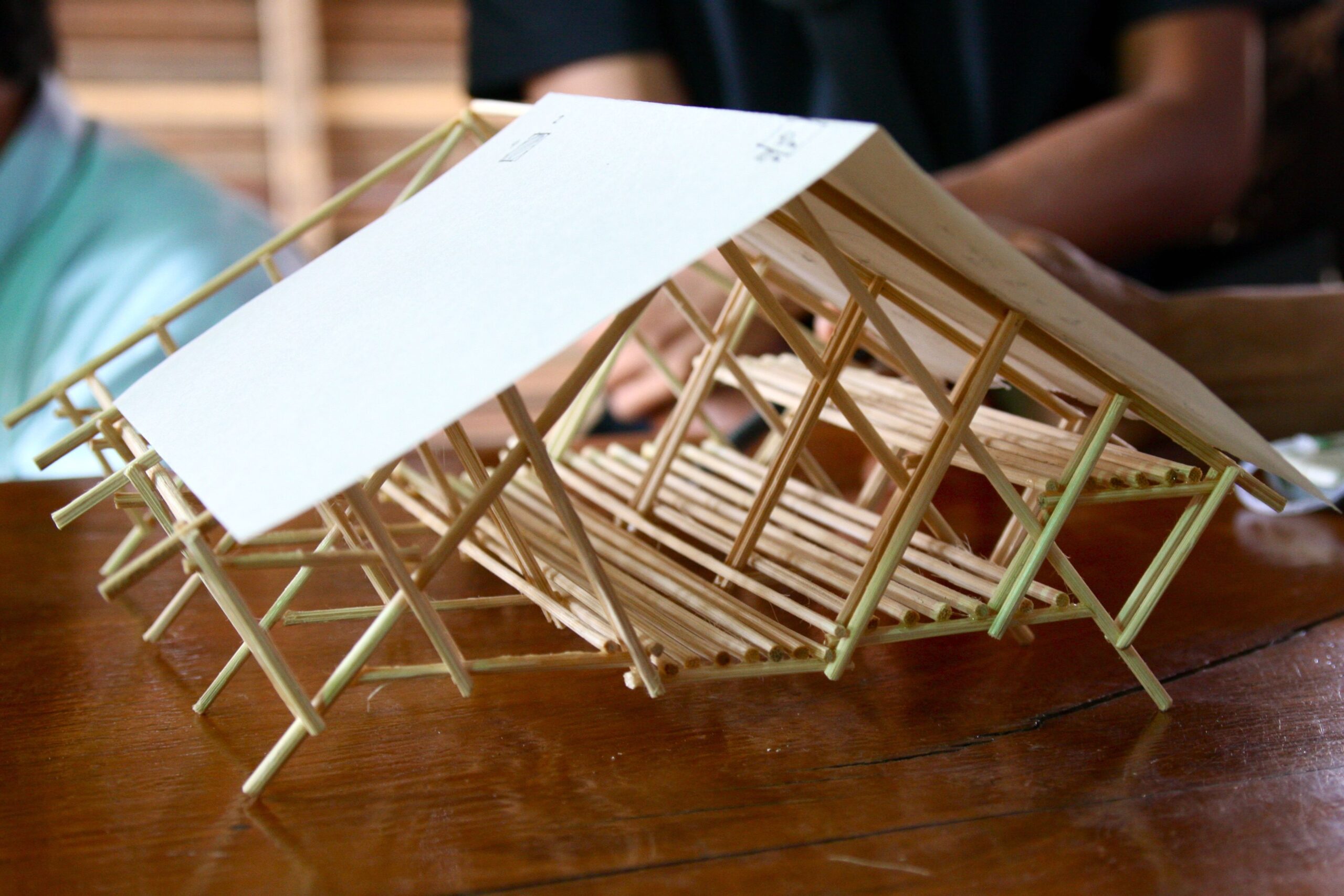 A model showing the structure of a typical temporary dormitory for the Mae Tao Clinic in Thailand. (Photo courtesy of a.gor.a architects)
