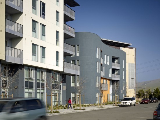 A street view of Station Center Family Housing in Union City, California. (Photo by Bruce Damonte)