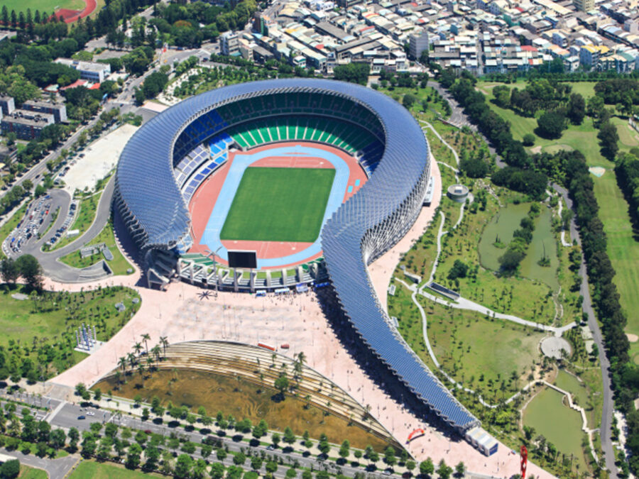 Taiwan National Stadium Sculpted from Concrete, Steel, and BIPV Panels