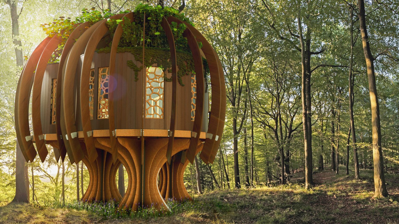 Rendering of the Quiet Tree House by Quiet Mark and John Lewis designed by Blue Forest