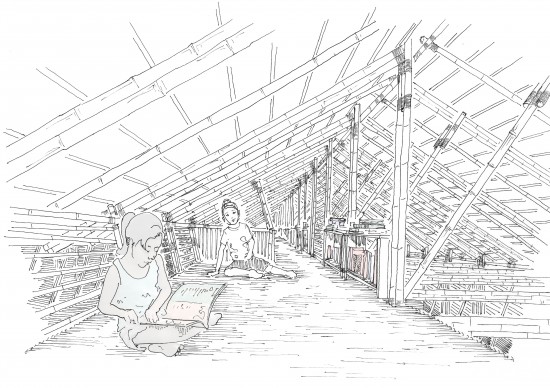 A sketch of the loft space potential at the No Border School in Mae Sot, Thailand. (Image courtesy Aware Collective)
