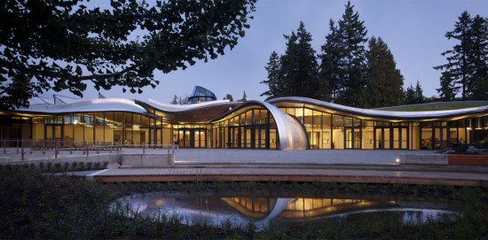 The VanDusen Botanical Garden Visitor Centre in Vancouver, Canada is undergoing LEED certification and the Living Building Challenge. The project team includes Perkins + Will, Ledcor Construction, Integral Group, Fast + Epp, and many more members. (Photo courtesy Perkins + Will)