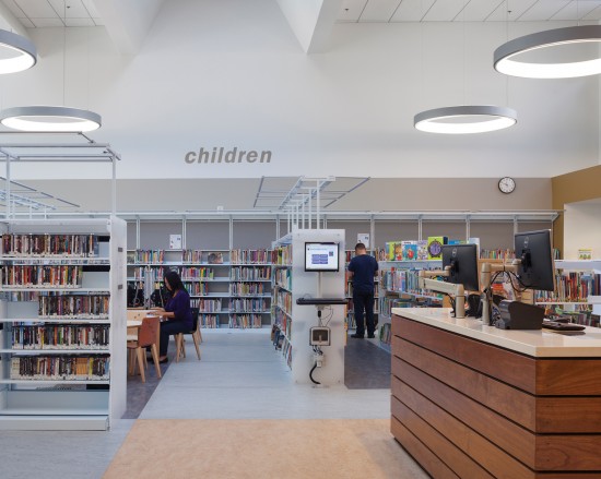 Interior view of the West Berkeley Public Library in Berkeley, California. (Photo by Mark Luthringer)
