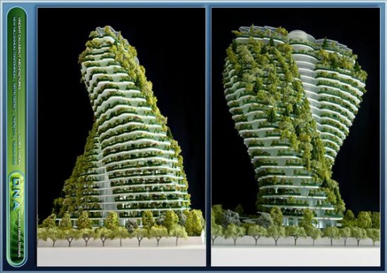 Elevations of Agora Garden designed by Paris-based Belgian architect Vincent Callebaut. (Image courtesy Vincent Callebaut Architectures)