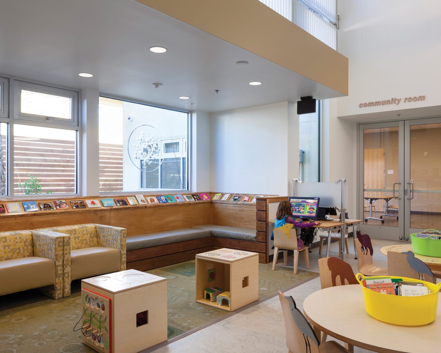 Plenty of natural daylighting provides sufficient lighting in the West Berkeley Public Library. (Photo by Mark Luthringer)