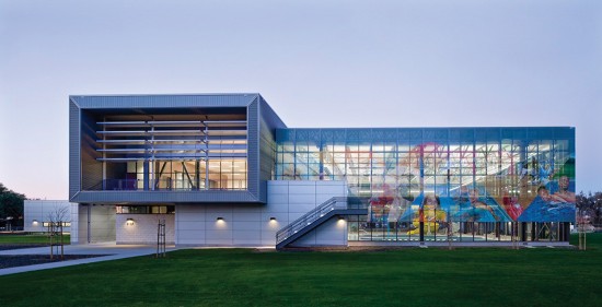 The LEED Silver certified East Oakland Sports Center is located in Oakland, California and designed by ELS Architecture and Urban Design. (Photo by David Wakely)