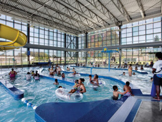 The indoor leisure and lap pool in the LEED Silver certified East Oakland Sports Center’s provides plenty of natural daylighting