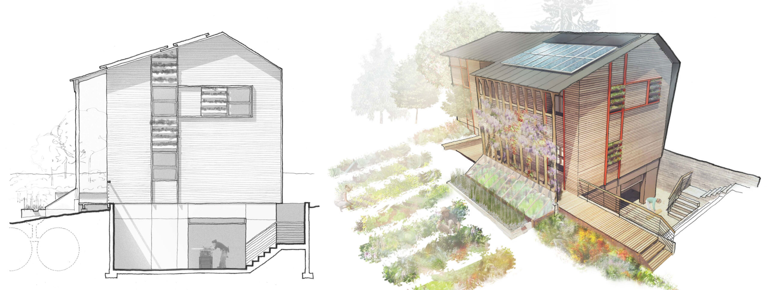 Home faber was designed by Runner-Up Samuel Kraft, architectural intern from Seek Architecture for the perFORM 2014: A House Design Competition. (Image courtesy Samuel Kraft and Hammer and Hand)