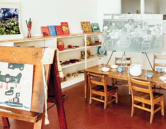 The Maritime Center’s National Park Service Interpretive Center is furnished with child-sized tables and chairs, art easels, wooden toys and other artifacts from the WWII Richmond childcare centers. (Photo by Eric Chiu)
