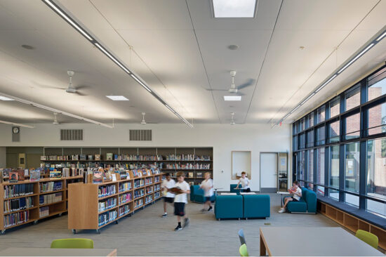 The net zero energy Stevens Library at Sacred Heart Schools is currently undergoing the Living Building Challenge. (Photo by Bruce Damonte)