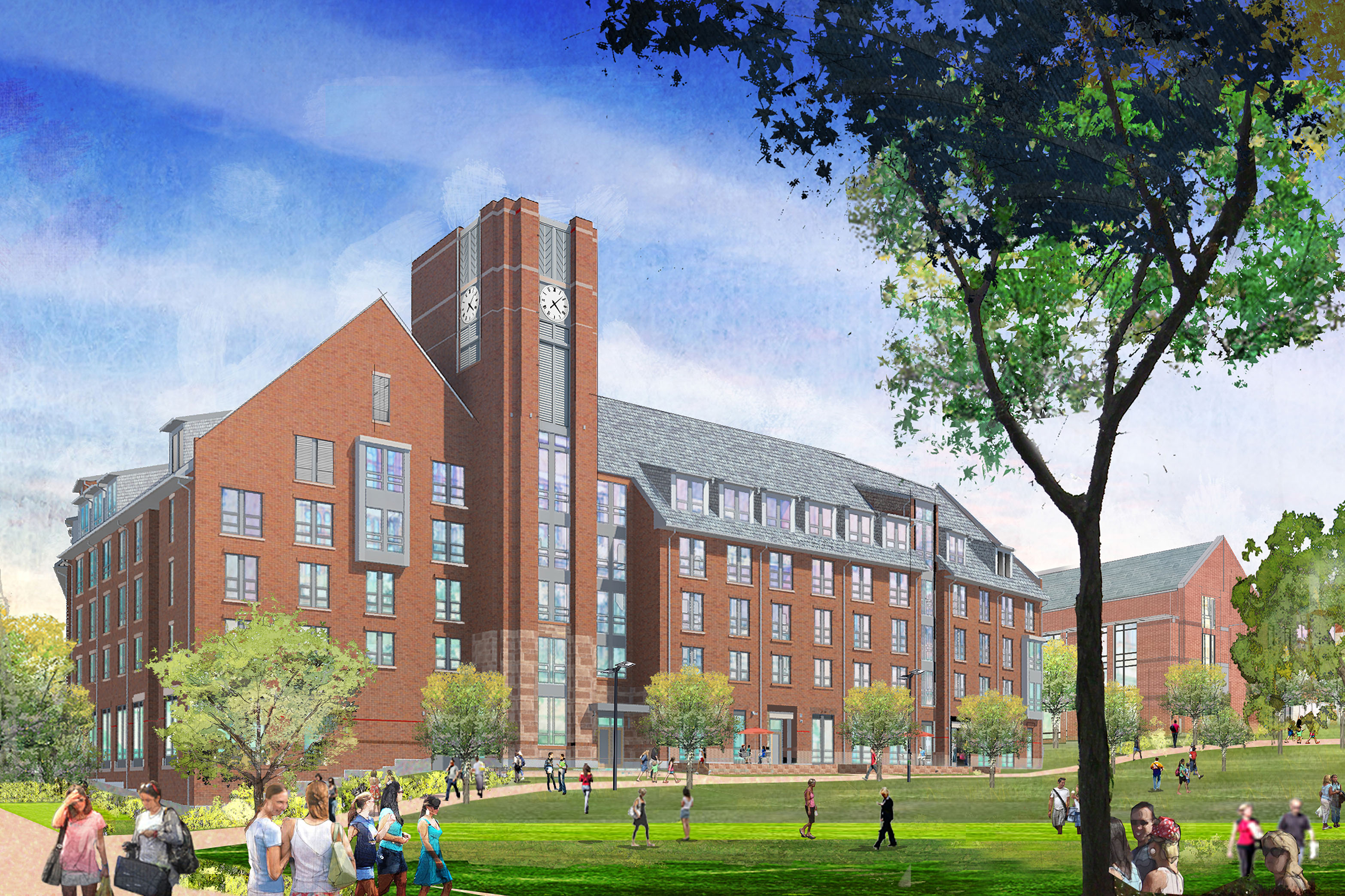 Rendering of the Honors College Residence Hall at the College Avenue