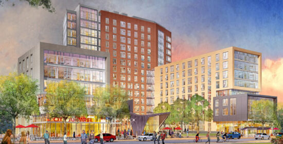 Rendering of the University Apartments at the College Avenue Campus at Rutgers University. (Image courtesy DEVCO)