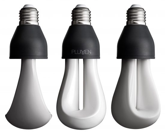 The three sides of the Plumen 002 LED bulb. (Photo courtesy Plumen)