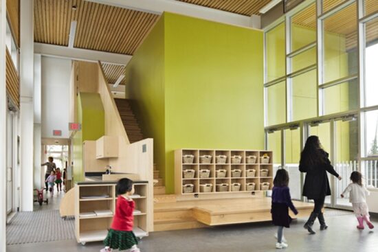 The UniverCity Childcare Center at Simon Fraser University in Vancouver will be one of the first projects in Canada to meet the Living Building Challenge. 100% of the building’s energy needs are supplied by on-site renewable energy on a net annual basis. (Photo by Martin Tessler)