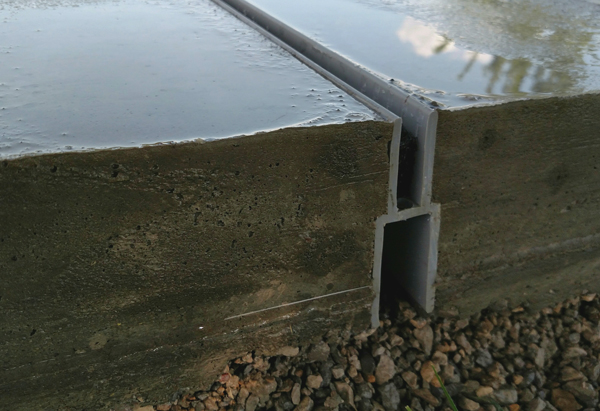 Bio-Microbics, Inc.’s d-Rain Joint Rainwater Filter Drain helps manage on-site stormwater runoff for impermeable surfaces such as concrete. (Photo courtesy Bio-Microbics, Inc.)