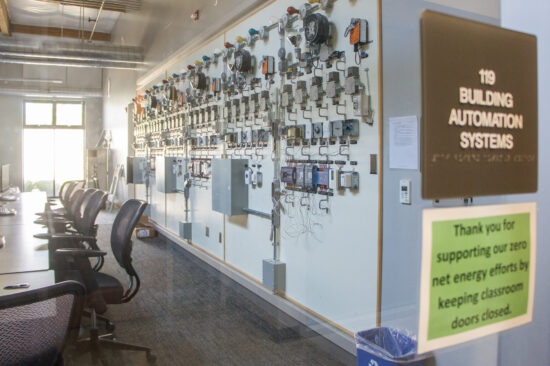 The Building Automation Systems Room in the Zero Net Energy Center in San Leandro, California provides hands-on training to future energy-conscious electricians. (Photo by Mignon O'Young)