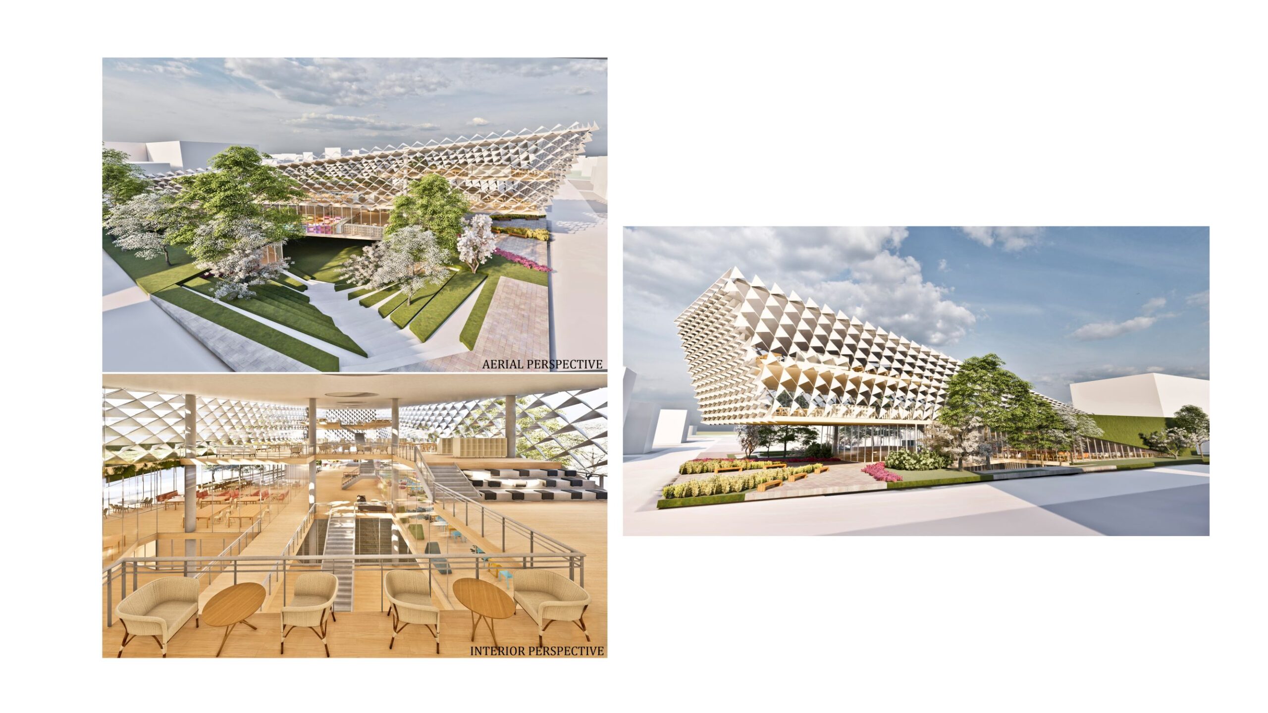 Architecture at Zero 2020 Student Winner: To Gather by Cankaya University, Turkey – Perspectives of the zero net energy San Benito County Free Library (Image courtesy of Architecture at Zero 2020)