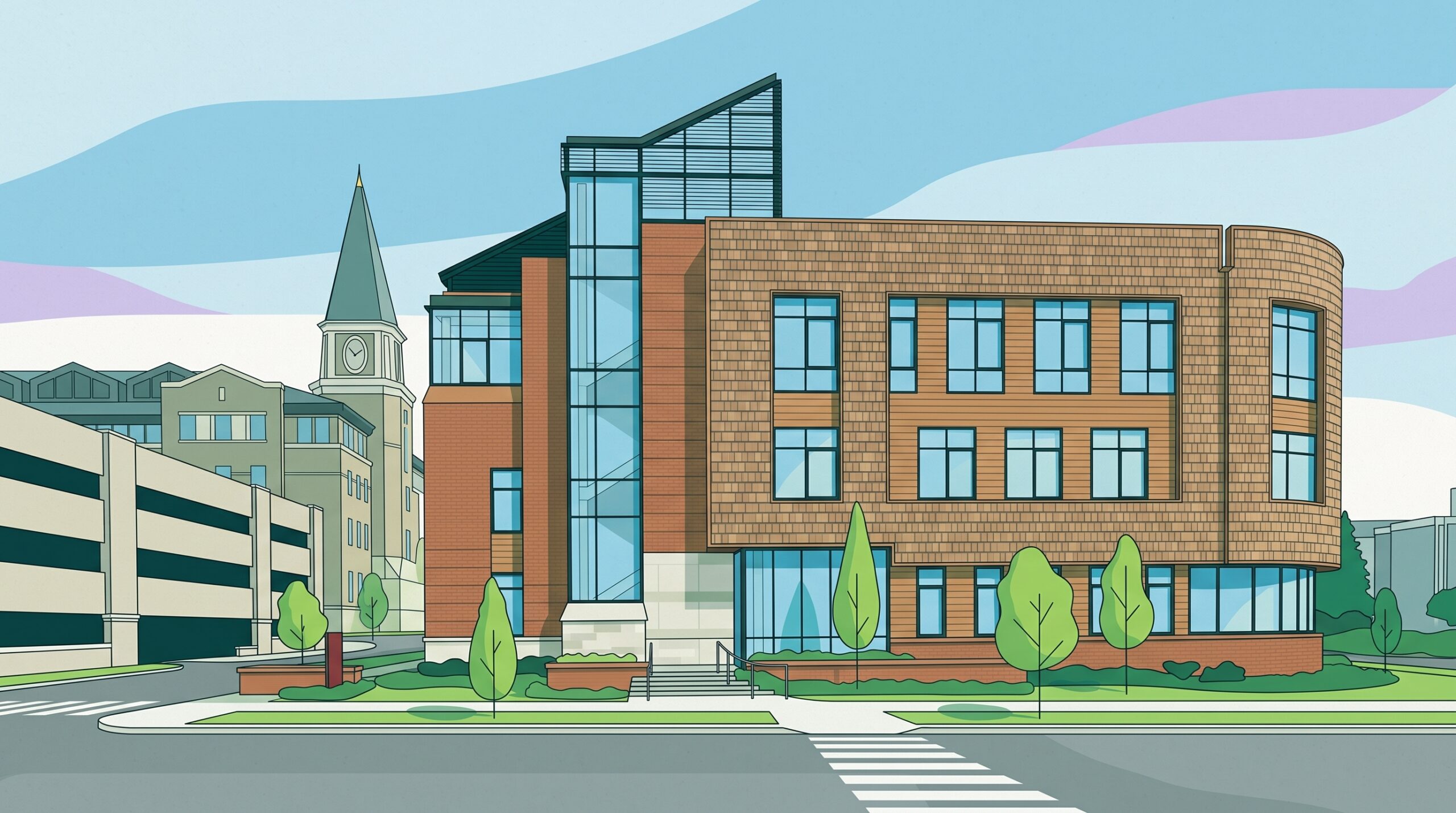 Illustration of University of Denver Burwell Center for Career Achievement Exterior