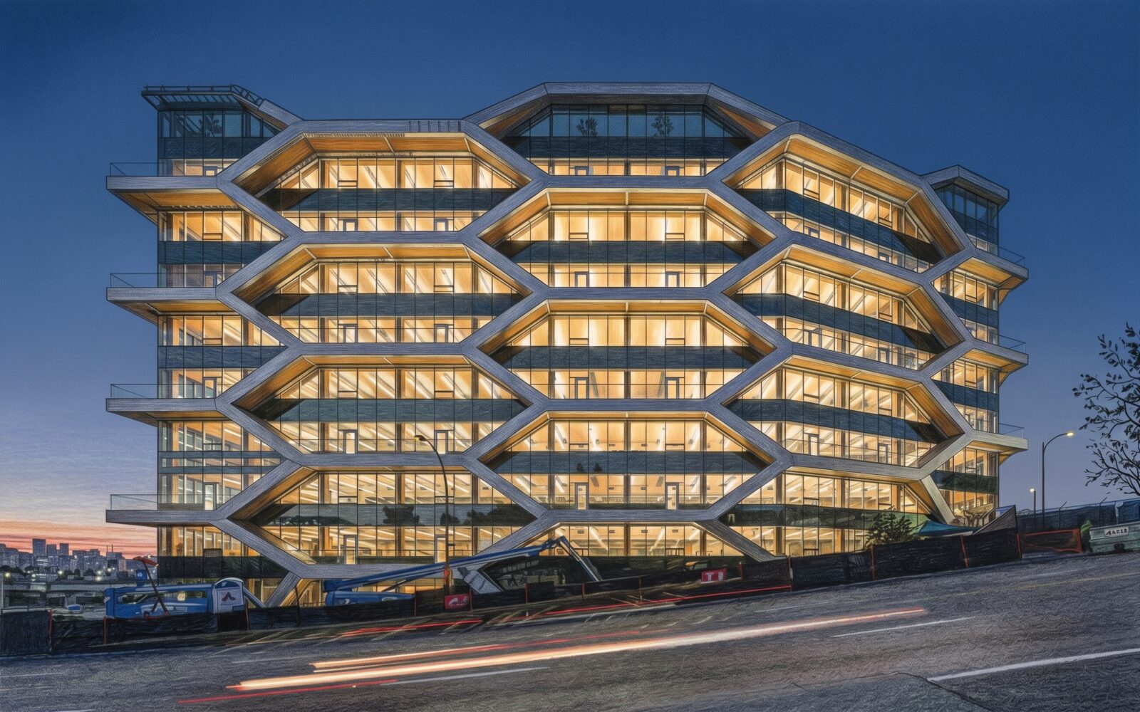 Illustration of The Hive exterior front